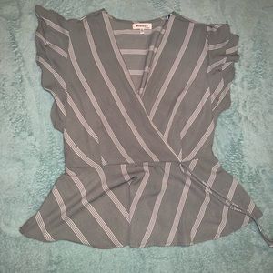 Green and white Striped Blouse